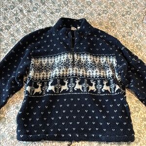 Cherokee Vintage Christmas Navy and White Fleece Pullover